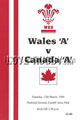 Wales A Canada A 1994 memorabilia